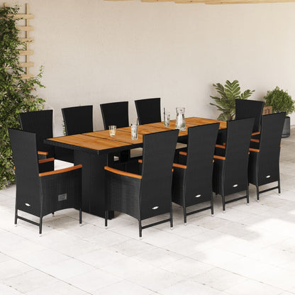 Set da Pranzo da Giardino 11 pz con Cuscini in Polyrattan Nero | homemem39