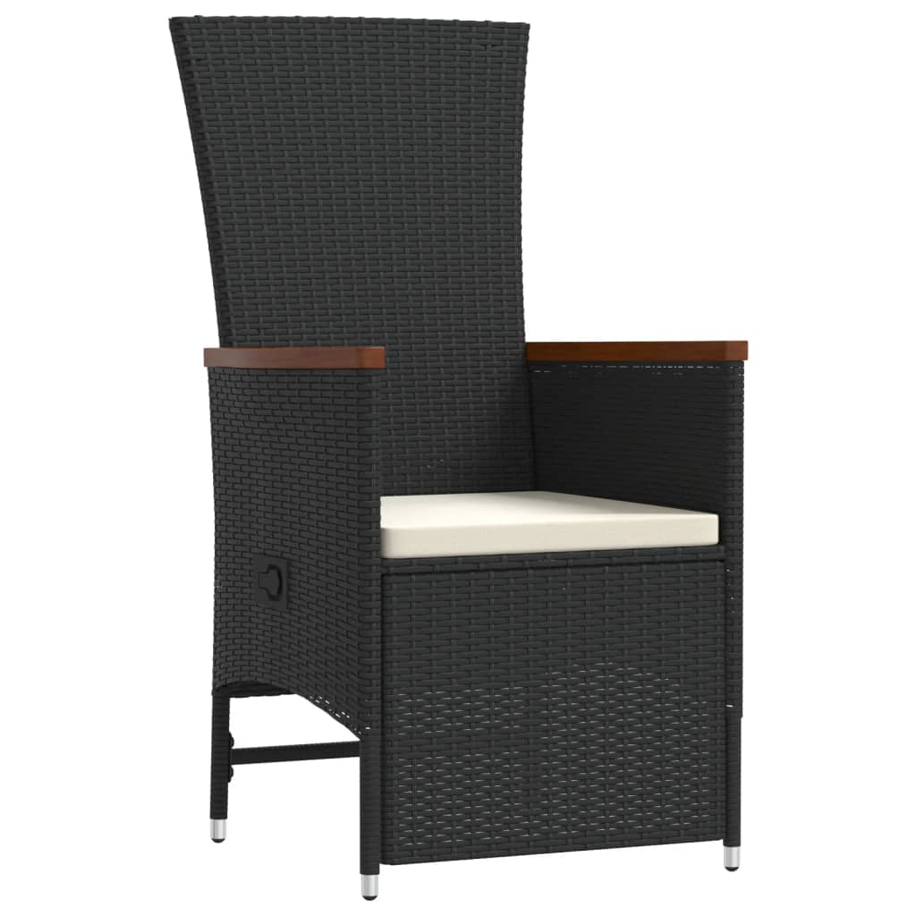 Set da Pranzo da Giardino 9 pz con Cuscini Nero in Polyrattan | homemem39