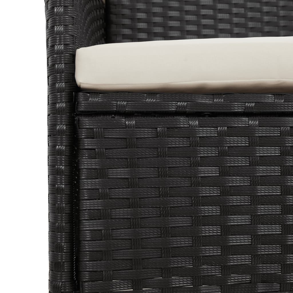 Set da Pranzo da Giardino 9 pz con Cuscini Nero in Polyrattan | homemem39
