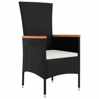 Set da Pranzo da Giardino 11 pz con Cuscini in Polyrattan Nero