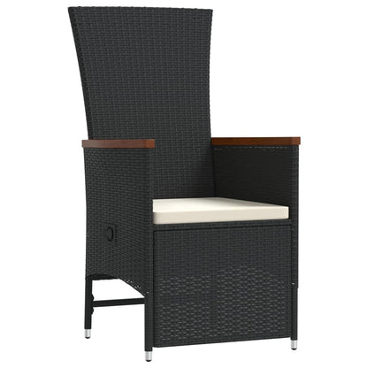 Set da Pranzo da Giardino 11 pz con Cuscini in Polyrattan Nero
