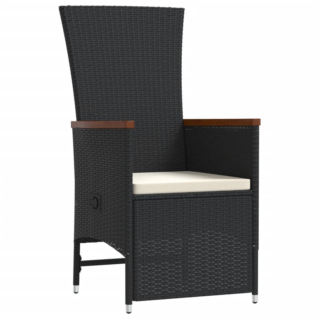 Set da Pranzo da Giardino 11 pz con Cuscini in Polyrattan Nero