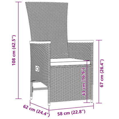 Set da Pranzo da Giardino 9 pz con Cuscini Nero in Polyrattan | homemem39