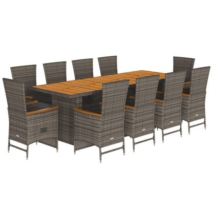 Set da Pranzo da Giardino 11pz con Cuscini in Polyrattan Grigio | homemem39