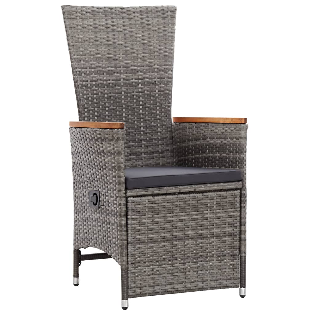Set da Pranzo da Giardino 11pz con Cuscini in Polyrattan Grigio | homemem39