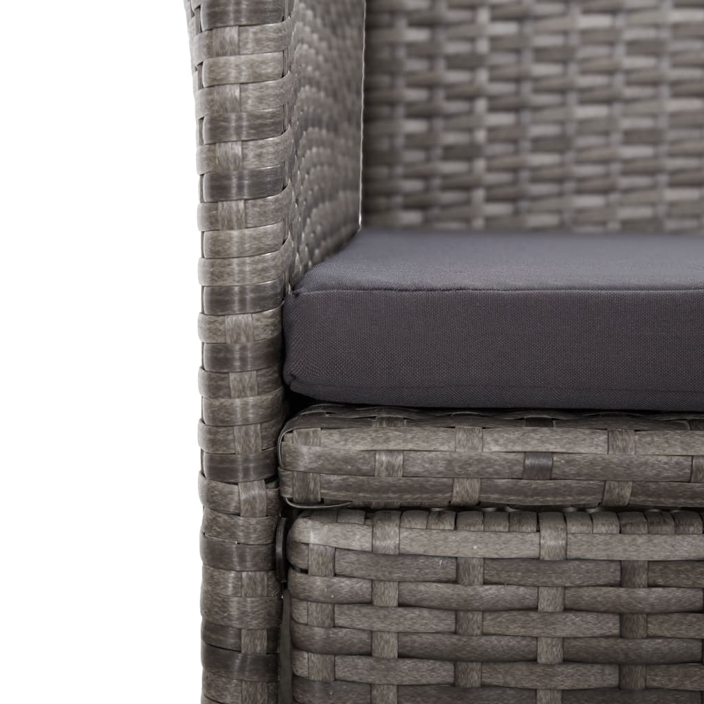 Set da Pranzo da Giardino 11pz con Cuscini in Polyrattan Grigio