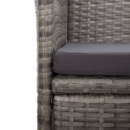 Set da Pranzo da Giardino 11pz con Cuscini in Polyrattan Grigio