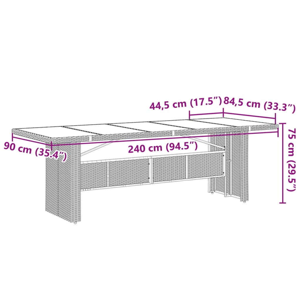 Set da Pranzo da Giardino 11pz con Cuscini in Polyrattan Grigio | homemem39