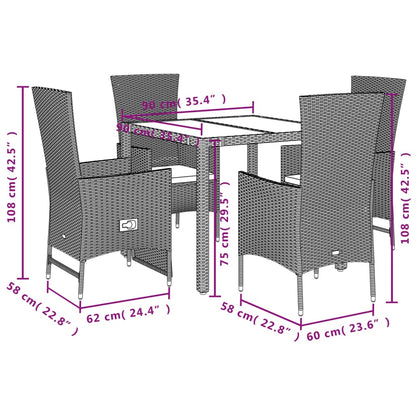 Set da Pranzo da Giardino 5 pz con Cuscini Beige in Polyrattan | homemem39