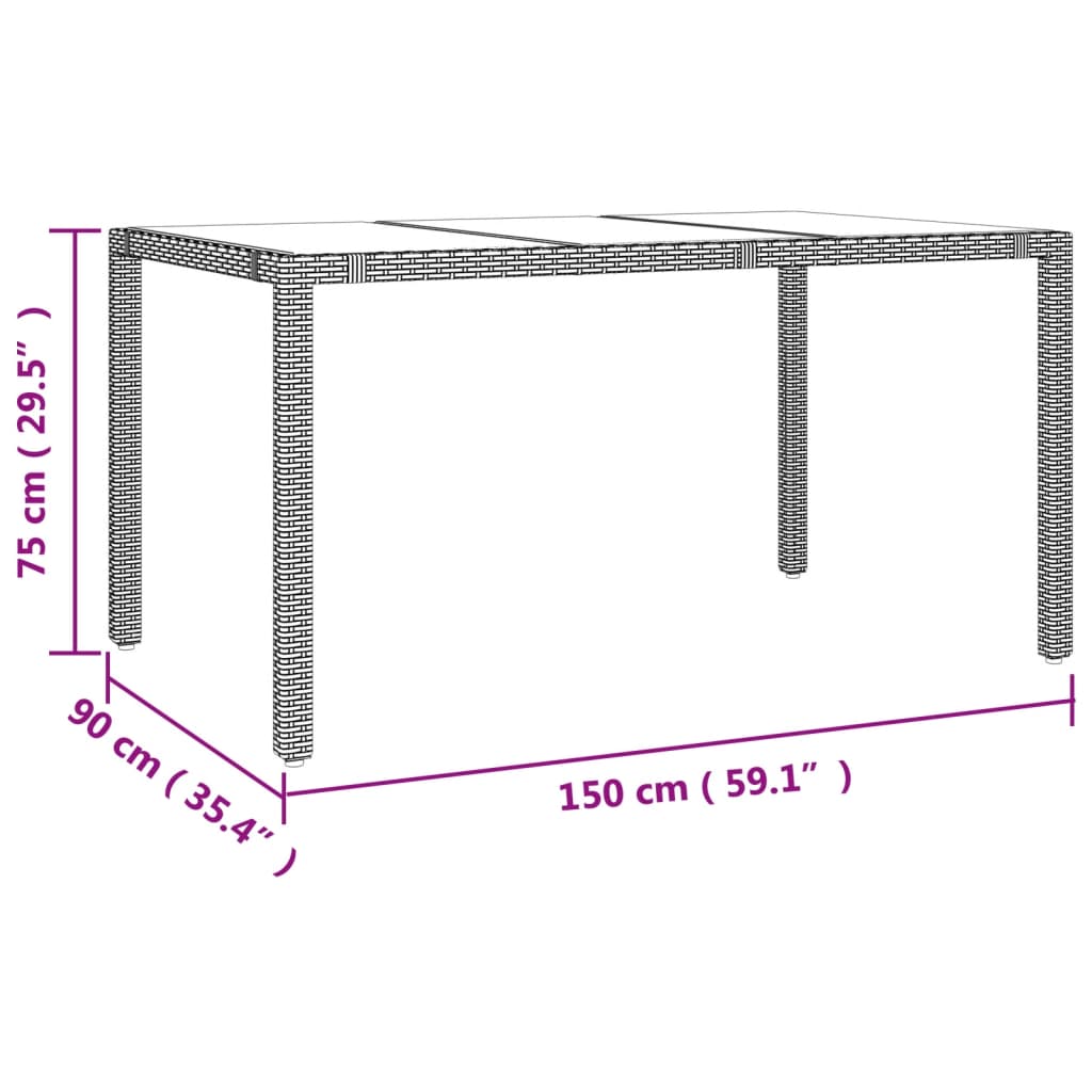 Set da Pranzo da Giardino 7 pz con Cuscini Beige in Polyrattan | homemem39