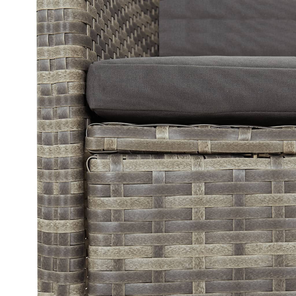 Set da Pranzo da Giardino 11pz con Cuscini in Polyrattan Grigio | homemem39