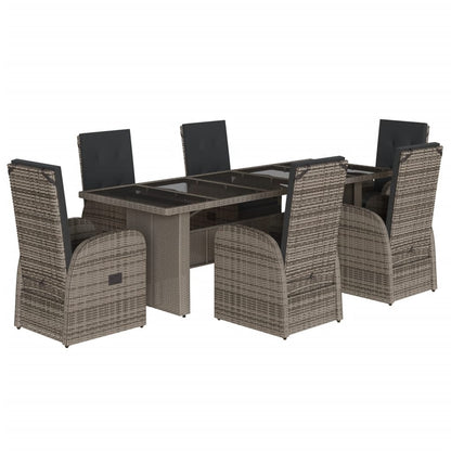 Set da Pranzo da Giardino 7 pz con Cuscini in Polyrattan Grigio | homemem39