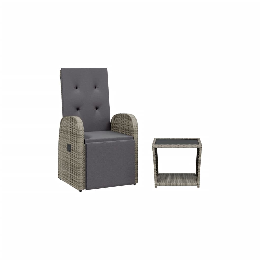Set da Pranzo da Giardino 2 pz con Cuscini in Polyrattan Grigio - homemem39