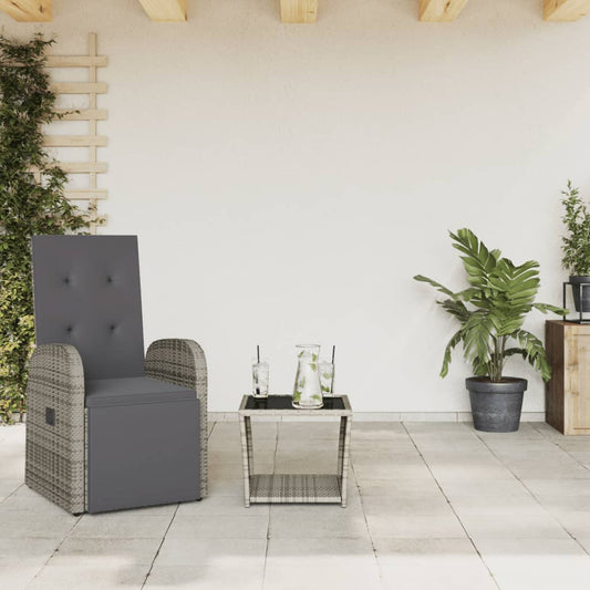 Set da Pranzo da Giardino 2 pz con Cuscini in Polyrattan Grigio | homemem39