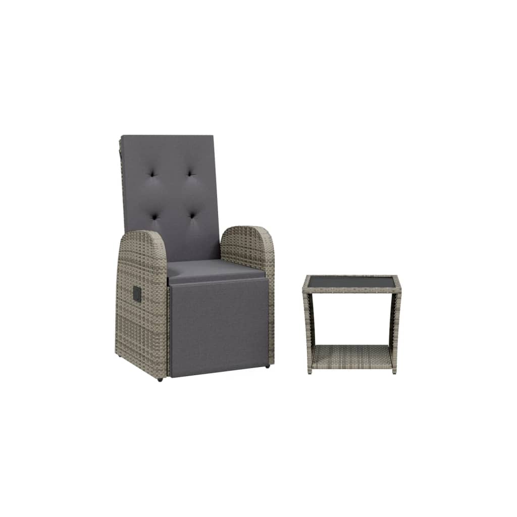 Set da Pranzo da Giardino 2 pz con Cuscini in Polyrattan Grigio - homemem39