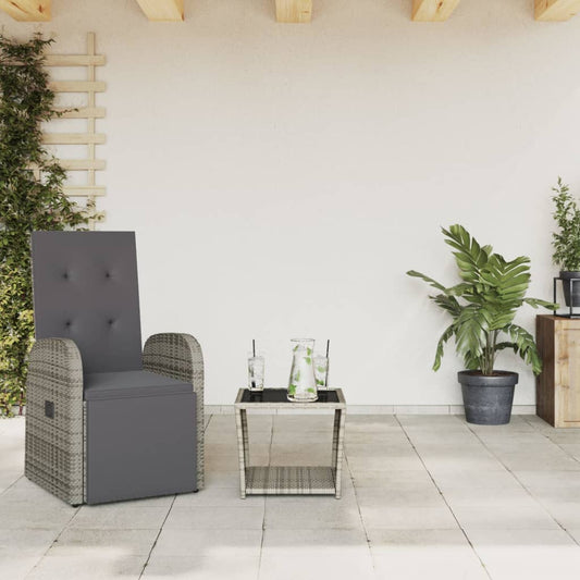 Set da Pranzo da Giardino 2 pz con Cuscini in Polyrattan Grigio - homemem39
