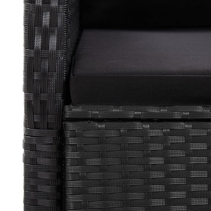 Set da Pranzo da Giardino 7 pz Nero con Cuscini in Polyrattan