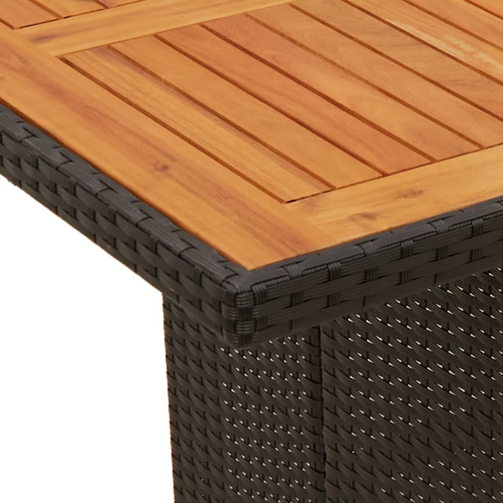 Set da Pranzo da Giardino 9 pz con Cuscini Nero in Polyrattan | homemem39