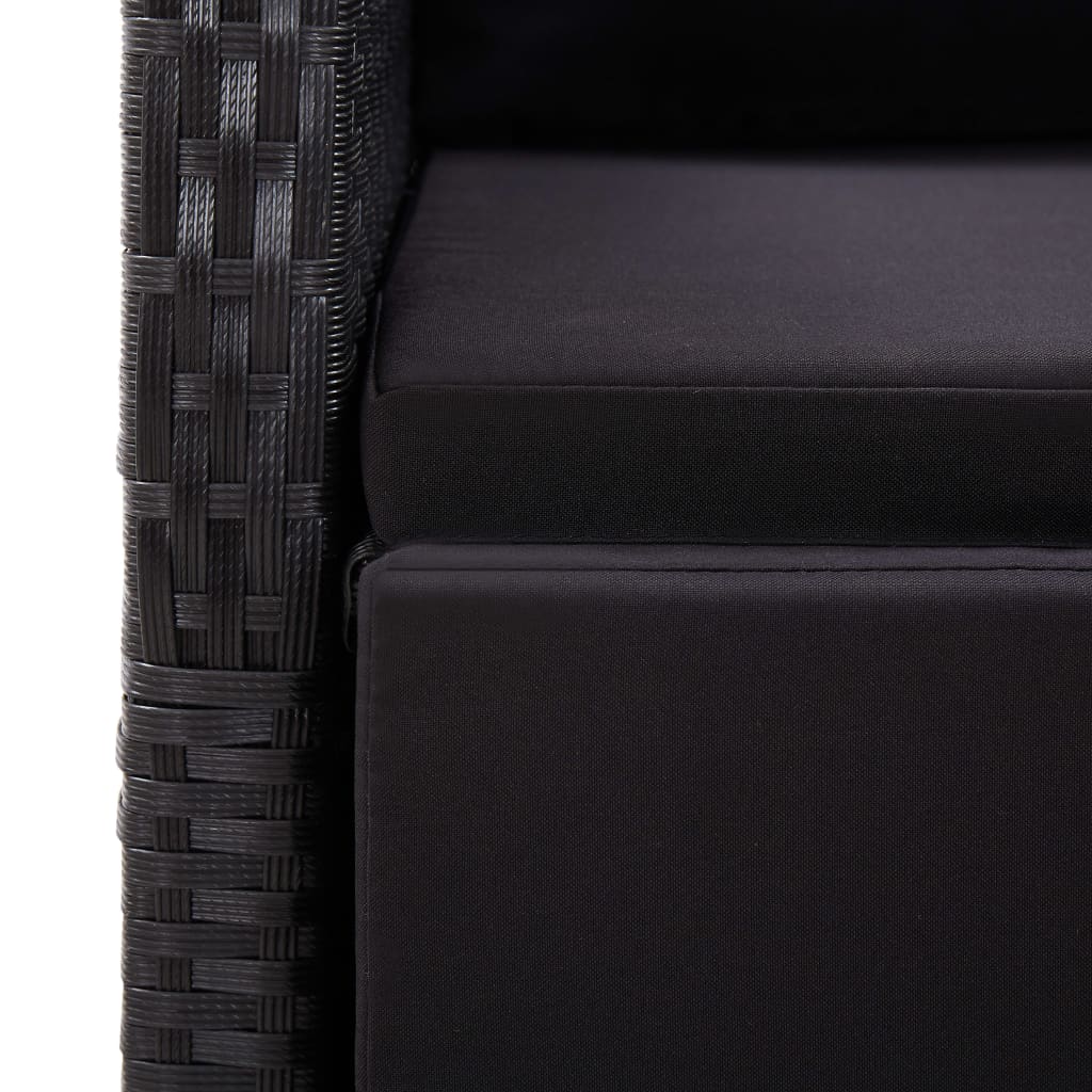 Set da Pranzo da Giardino 7 pz Nero con Cuscini in Polyrattan | homemem39