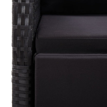 Set da Pranzo da Giardino 9 pz con Cuscini Nero in Polyrattan | homemem39