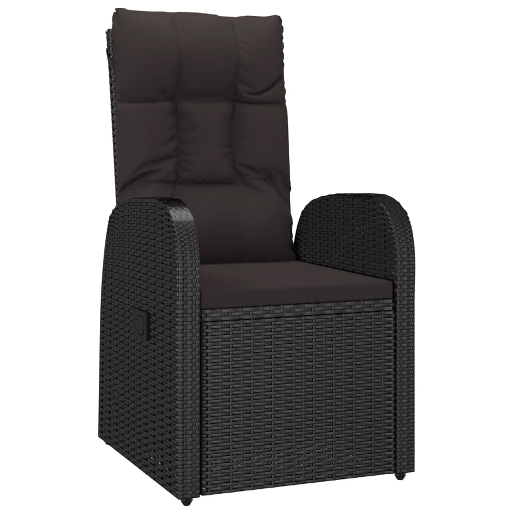 Set da Pranzo da Giardino 9 pz con Cuscini Nero in Polyrattan | homemem39