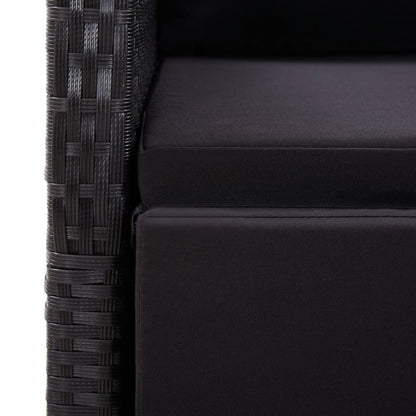 Set da Pranzo da Giardino 7 pz Nero con Cuscini in Polyrattan | homemem39