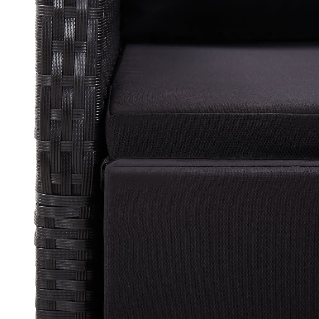 Set da Pranzo da Giardino 11 pz con Cuscini in Polyrattan Nero | homemem39