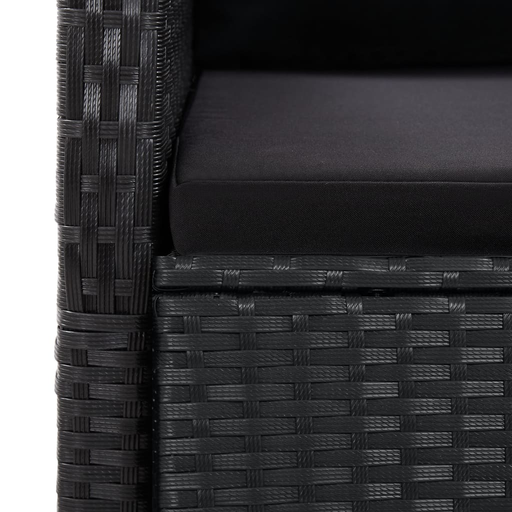 Set da Pranzo da Giardino 9 pz con Cuscini Nero in Polyrattan | homemem39