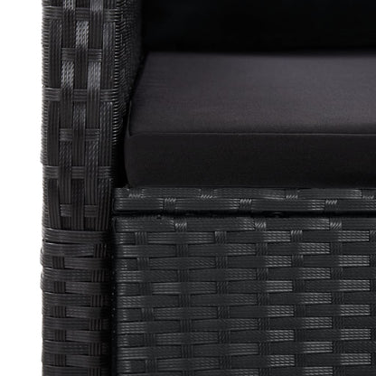 Set da Pranzo da Giardino 9 pz con Cuscini Nero in Polyrattan | homemem39
