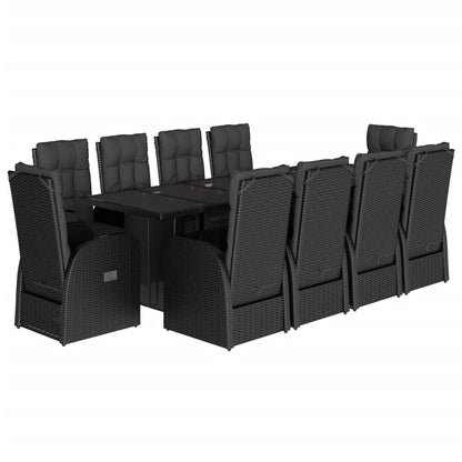 Set da Pranzo da Giardino 11 pz con Cuscini in Polyrattan Nero | homemem39