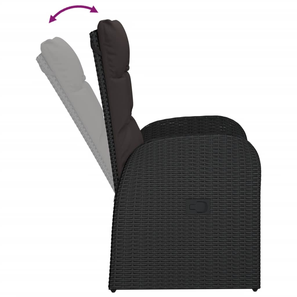 Set da Pranzo da Giardino 7 pz Nero con Cuscini in Polyrattan - homemem39