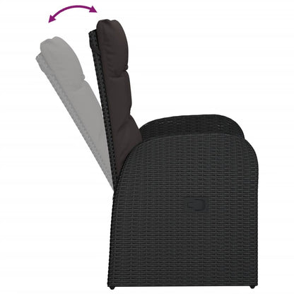 Set da Pranzo da Giardino 7 pz Nero con Cuscini in Polyrattan - homemem39