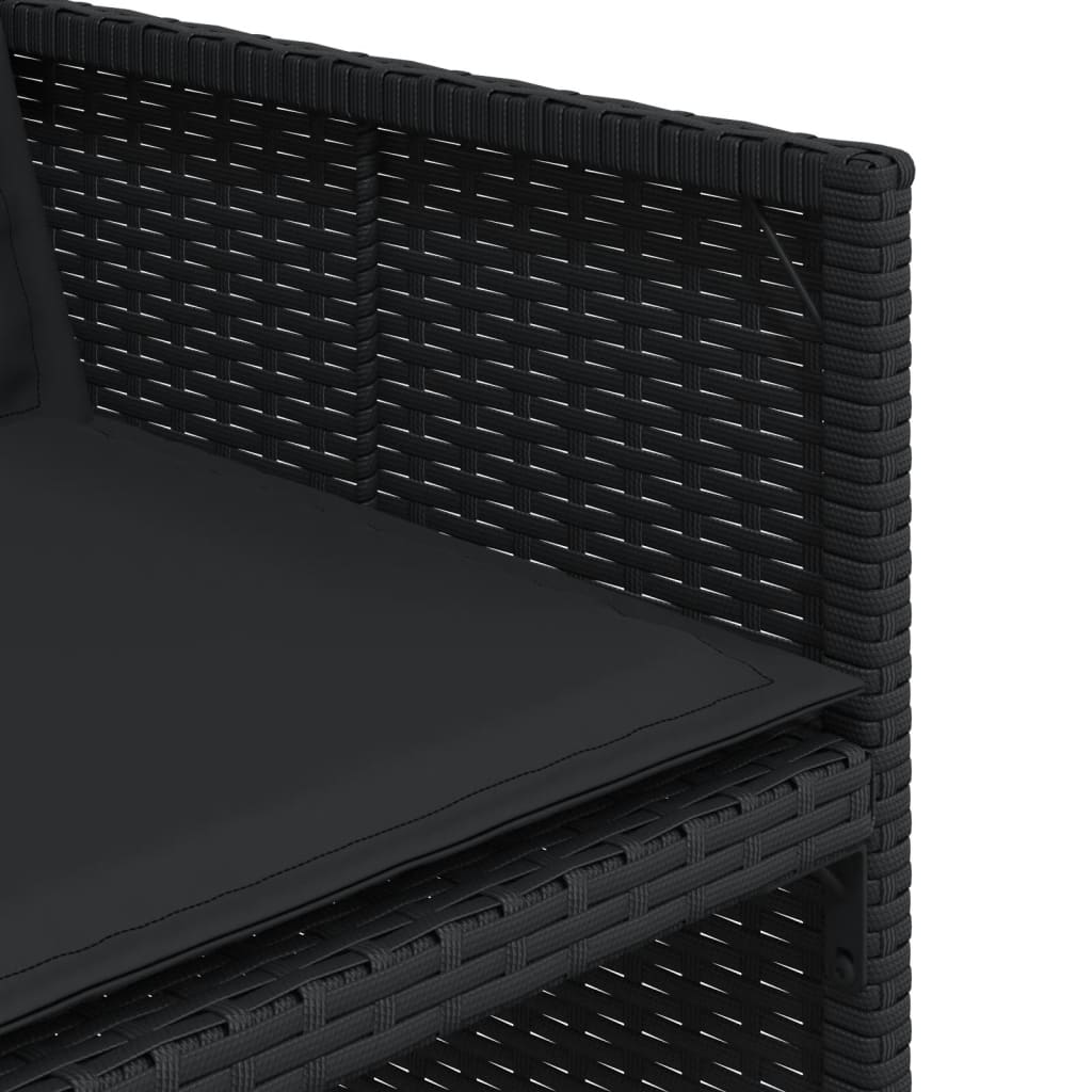 Set da Pranzo da Giardino 5 pz Nero con Cuscini in Polyrattan - homemem39