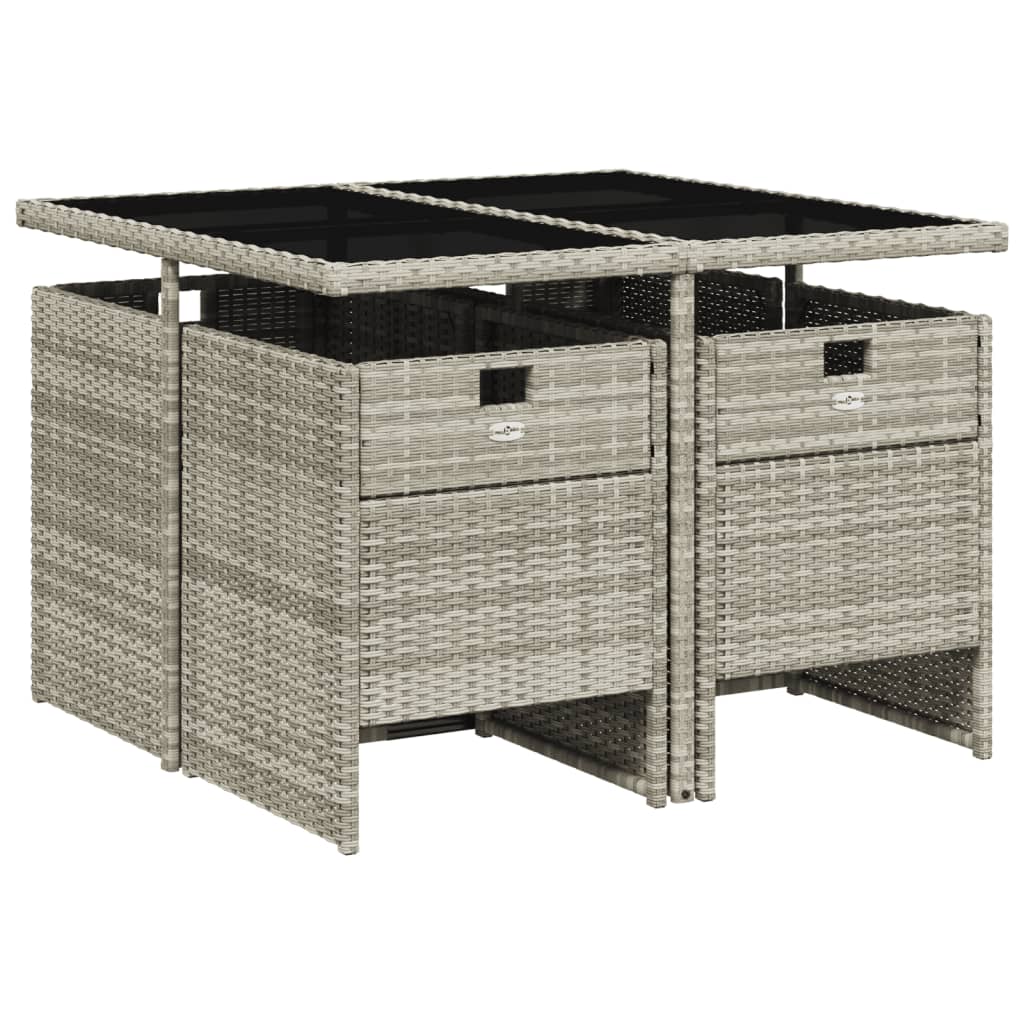 Set Pranzo da Giardino 5pz con Cuscini Grigio Chiaro Polyrattan | homemem39
