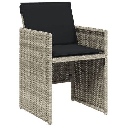 Set Pranzo da Giardino 5pz con Cuscini Grigio Chiaro Polyrattan - homemem39