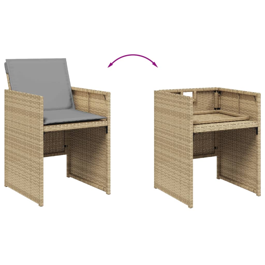 Set Pranzo da Giardino 5 pz con Cuscini Beige Misto Polyrattan | homemem39