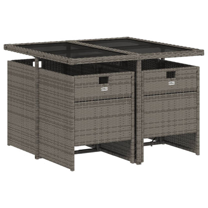 Set da pranzo da giardino da 5 pz con Cuscini in Polyrattan Grigio | homemem39