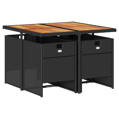 Set da Pranzo da Giardino 5 pz Nero con Cuscini in Polyrattan - homemem39