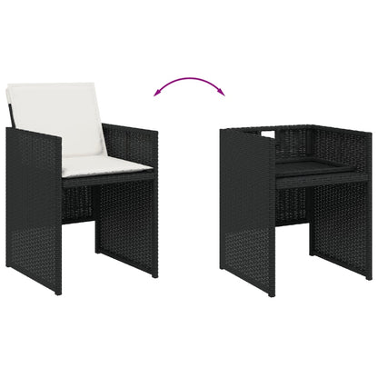 Set da Pranzo da Giardino 5 pz Nero con Cuscini in Polyrattan - homemem39