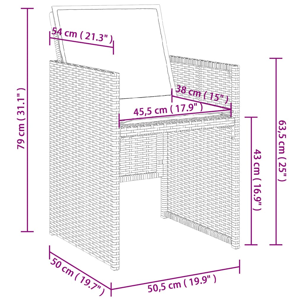 Set da Pranzo da Giardino 5 pz Nero con Cuscini in Polyrattan | homemem39