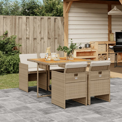 Set da Pranzo da Giardino 5 pz con Cuscini Beige in Polyrattan - homemem39