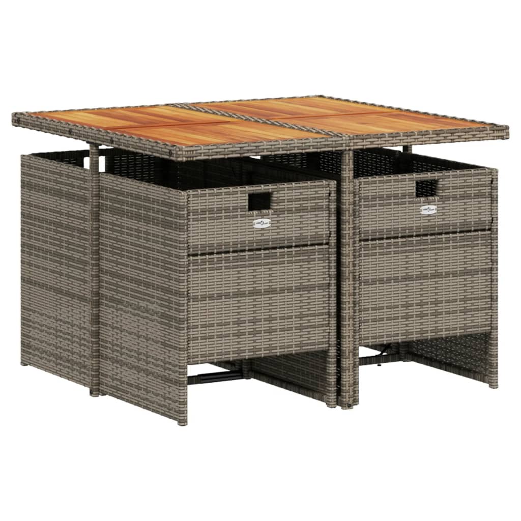 Set da pranzo da giardino da 5 pz con Cuscini in Polyrattan Grigio | homemem39