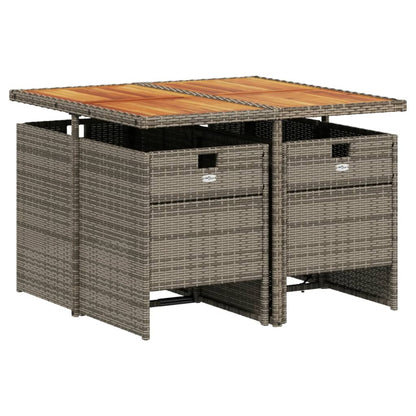 Set da pranzo da giardino da 5 pz con Cuscini in Polyrattan Grigio | homemem39