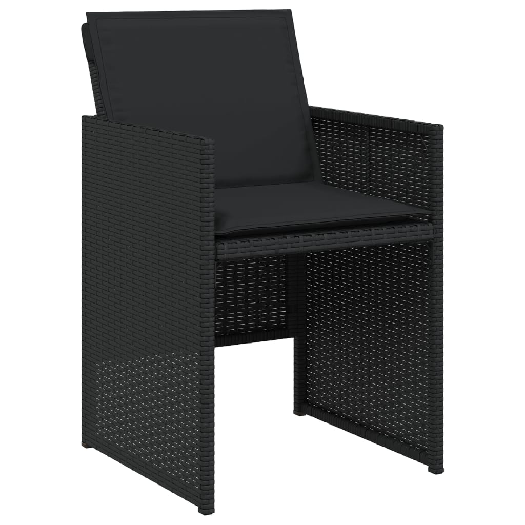 Set da Pranzo da Giardino 7 pz Nero con Cuscini in Polyrattan - homemem39