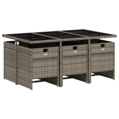 Set da pranzo da giardino da 7 pz con Cuscini in Polyrattan Grigio | homemem39