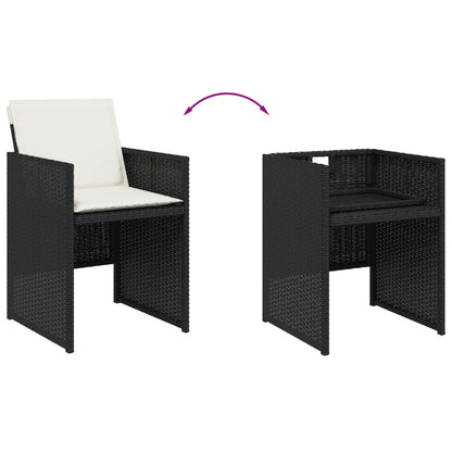 Set da Pranzo da Giardino 7 pz Nero con Cuscini in Polyrattan | homemem39