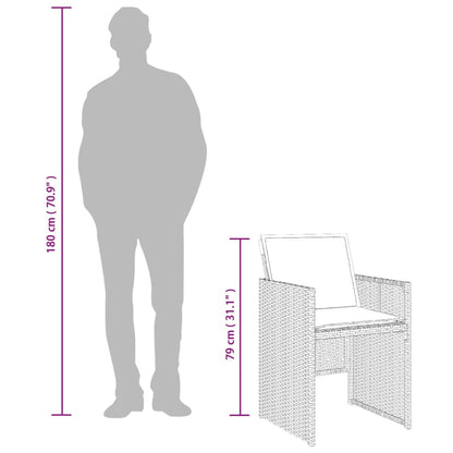 Set da Pranzo da Giardino 7 pz Nero con Cuscini in Polyrattan | homemem39
