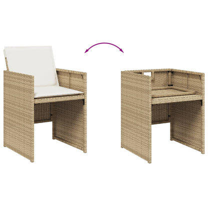Set da Pranzo da Giardino 7 pz con Cuscini Beige in Polyrattan | homemem39