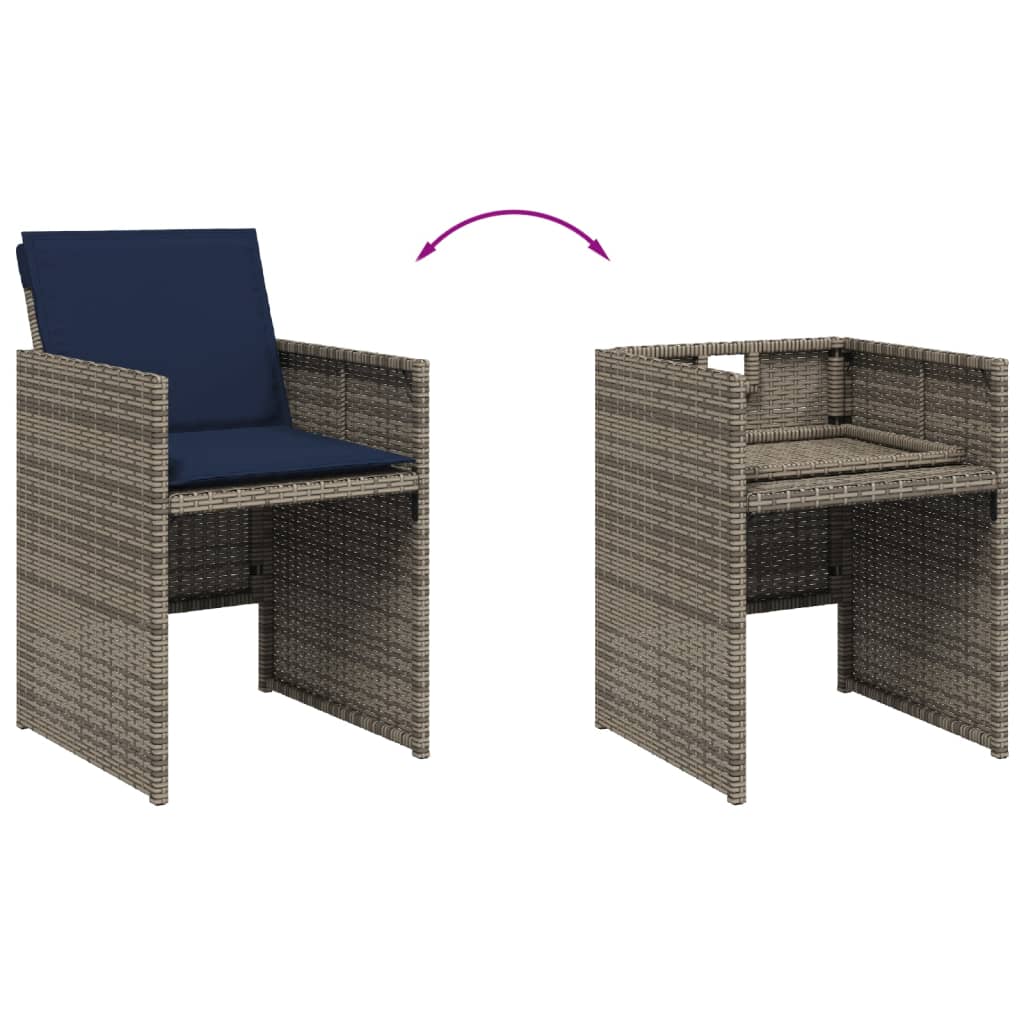 Set da pranzo da giardino da 7 pz con Cuscini in Polyrattan Grigio | homemem39