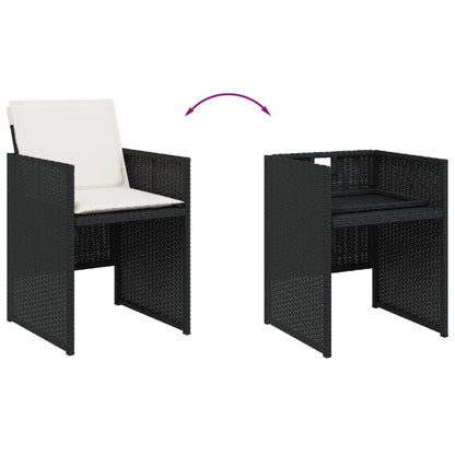 Set da Pranzo da Giardino 9 pz con Cuscini Nero in Polyrattan | homemem39